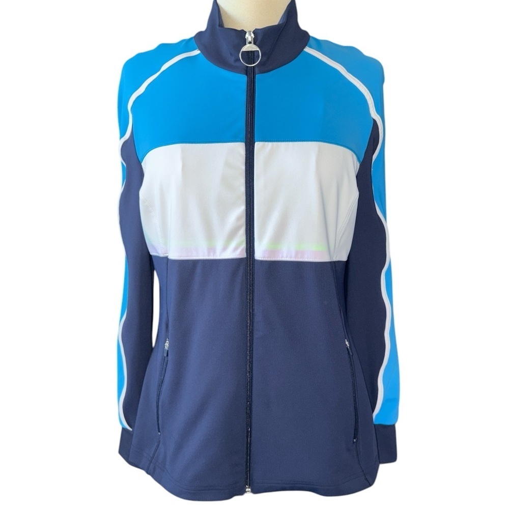 Boston Proper jacket full zip front zippered pockets stretchy size small